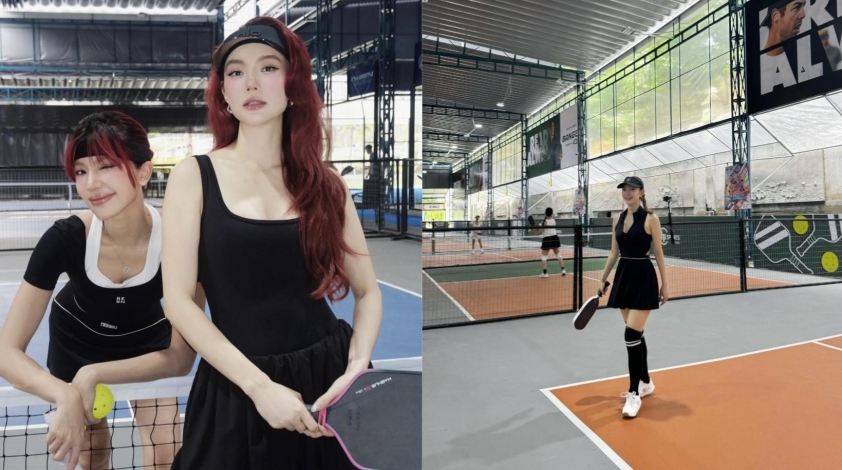 Minh Hằng trong trang phục chơi pickleball